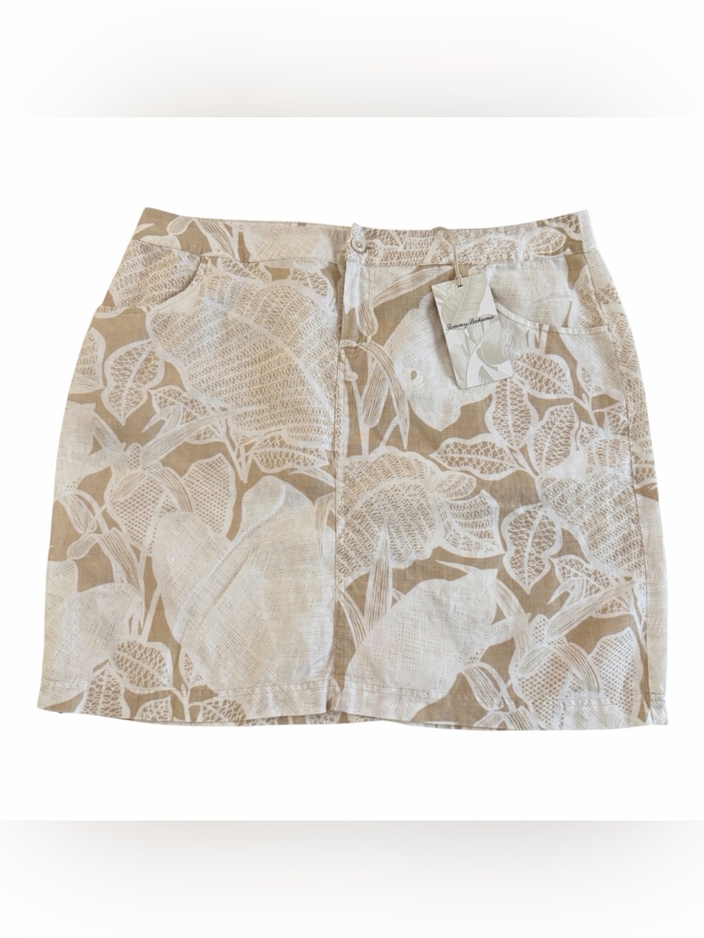 Tommy Bahama Gauze Leaves Straight Skirt Twill 100% Linen Women’s 10 NWT